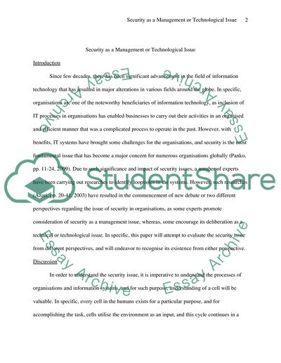 Security as a management or technological issue