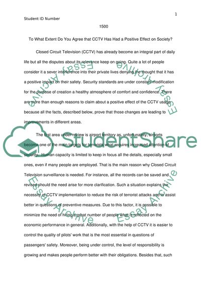 To What Extent Do You Agree That CCTV Has Had a Positive Effect on Society