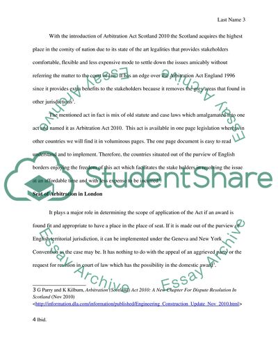 Arbitration Act England 1996 and Arbitration Act Scotland 2010