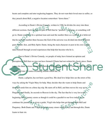 Our modern concept of hell based on the Divine Comedy