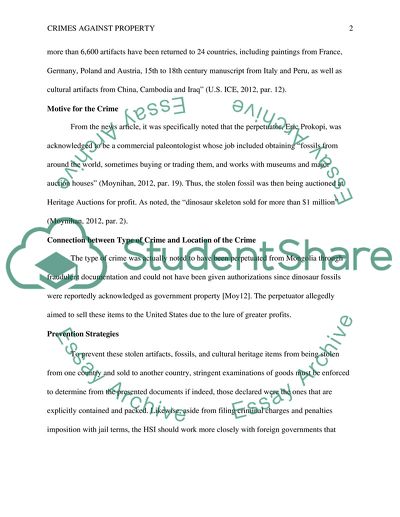 Criminal Behavior and Crimes against Property