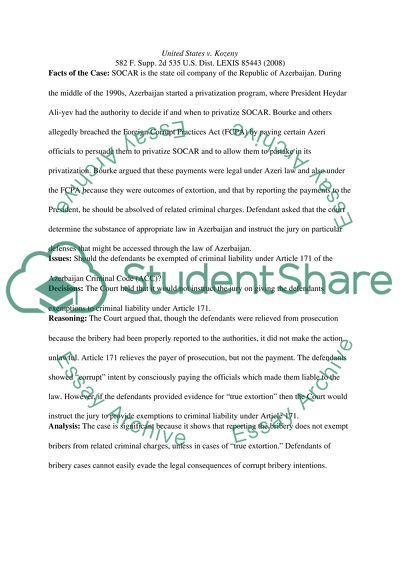 Brief of case U.S v. Kozeny