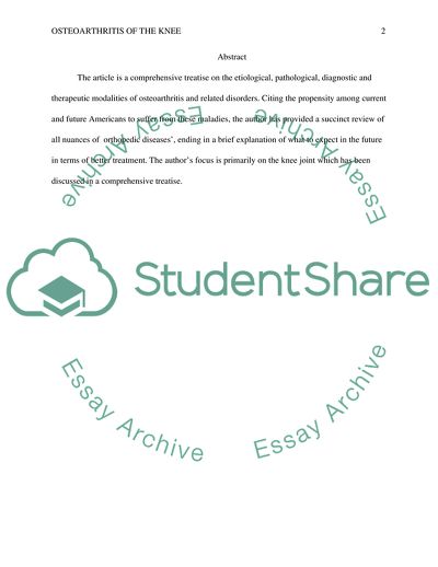 Medical Imaging and Osteoarthritis of the Knee
