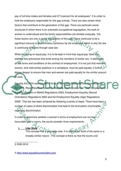 Pay Related Gender Inequalities Between Men and Women