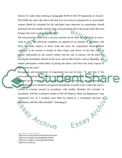 IAS 36 and the Framework for the preperation and presentation of financial statements