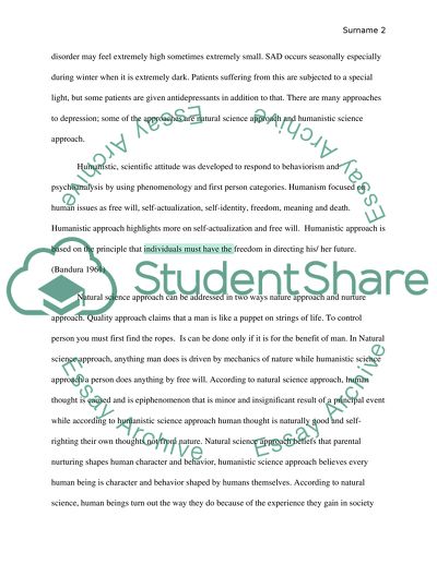 Depression in Adults - Natural Scientific and Humanistic Science Approaches