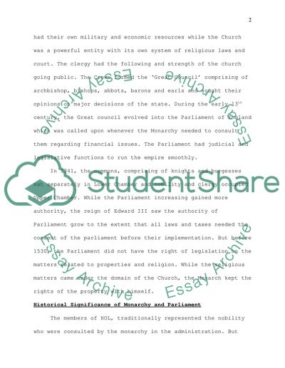 The Parliament of the Kingdom of England: the Relationship Between the Monarchy and the Parliament