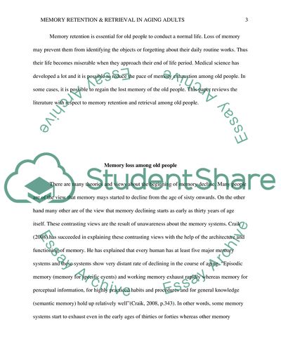 Memory Retention and Retrieval in Aging Adults