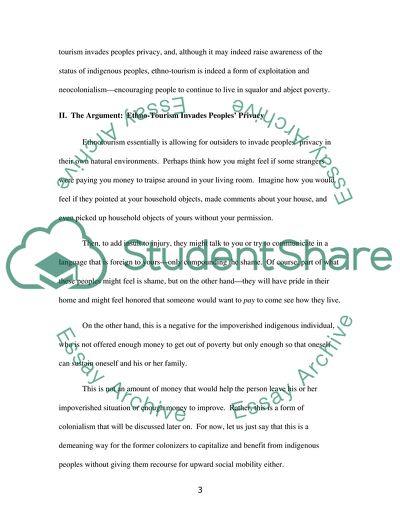 Ethno-Tourism: Demeaning or Disadvantageous