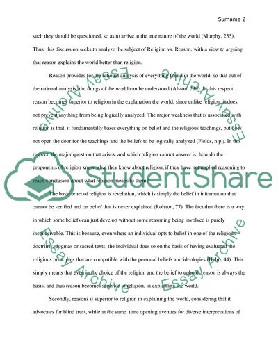 Religion versus Reason