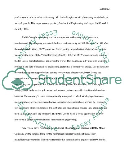 Mechanical Engineering at BMW M Model