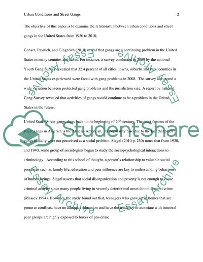 The Relationship Between Urban Conditions and Street Gangs in the US