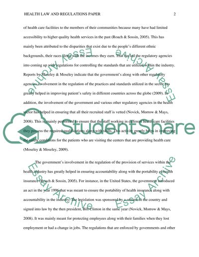 Health Law and Regulations Paper