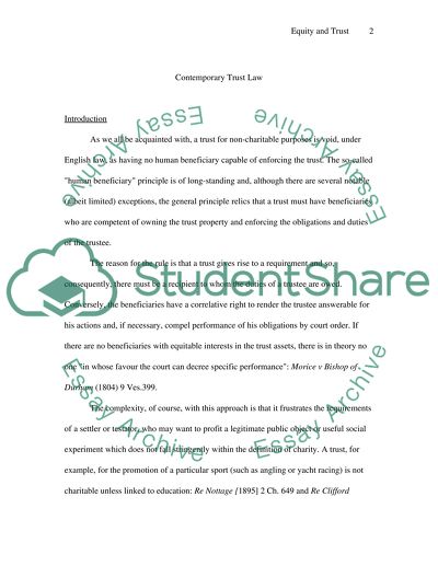 Contemporary Trust Law