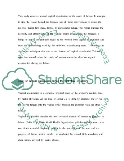 The use of vaginal examinations in assessing progress during the first stage of labour