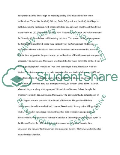 General Strike of 1926 and Its Treatment by Newspapers