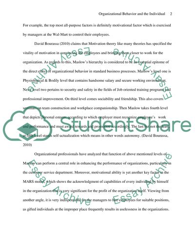 Organizational Behavior (Paraphrase) wall-mart