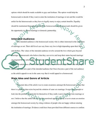 Same-sex Marriage In Modern Society