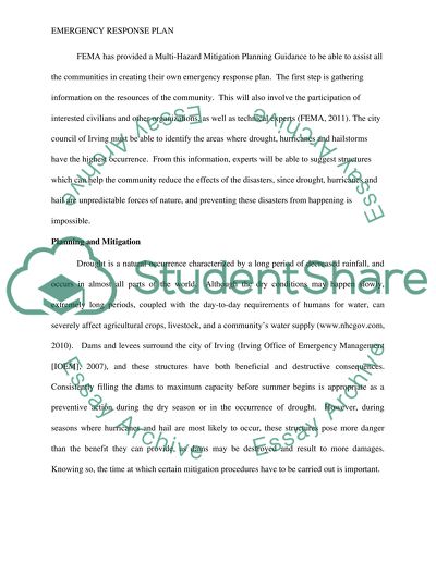 Emergency Response Plan for Irving, Texas