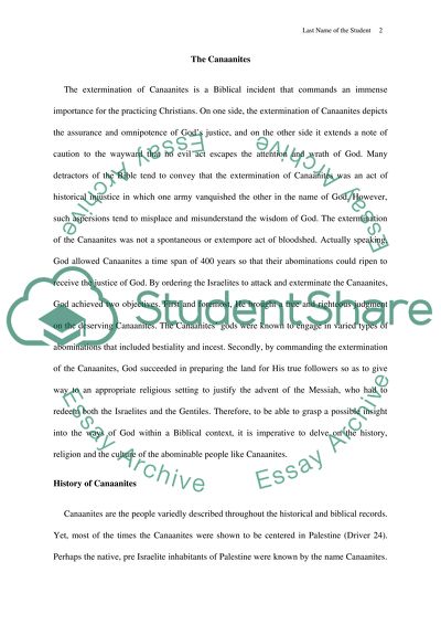 The Extermination of Canaanites as a Biblical Incident