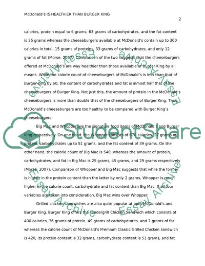 Mcdonalds is healthier than Burger King