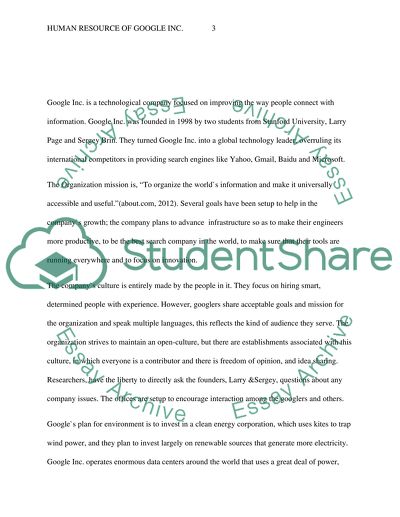 Human Resource of Google Inc