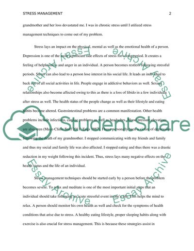 manage stress essay example