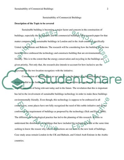 The Construction of Sustainable Buildings in London and the Arab Countries: The Need for the Green Building