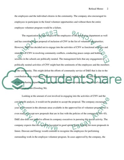 Refusal to the Proposal of Inclusion of Centre for Non-Violence in the List of Volunteer Opportunities