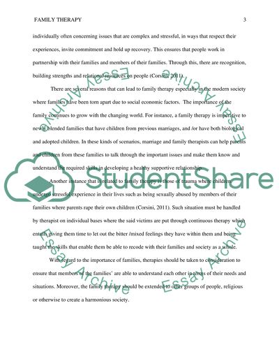 Family Therapy in the Modern Society