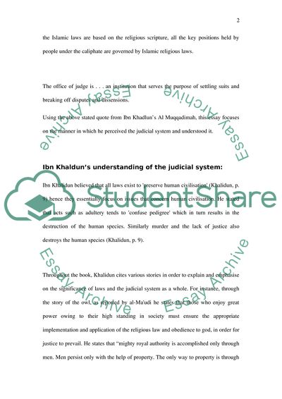Ibn Khalduns Understanding of the Judicial Function
