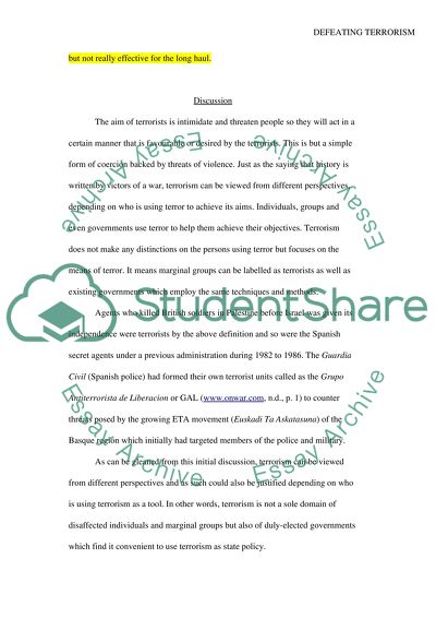 Can Terrorism be defeated by Military Means Only