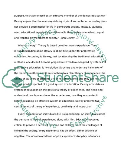 Analysis of John Deweys Ideas of Education