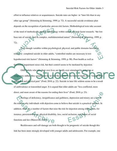 Suicidal Risk Factors for Older Adults