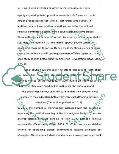 Muslim Uighurs under Religious Discrimination in China