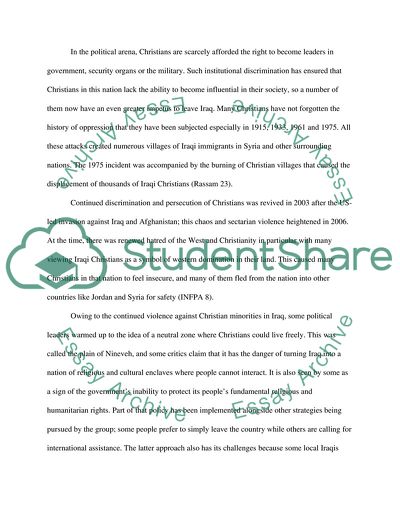 Immigration from Iraq Because of Religion