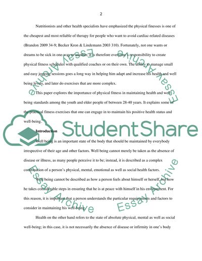 Health and Wellbeing {physical fitness in adult from ages 28-40 years}