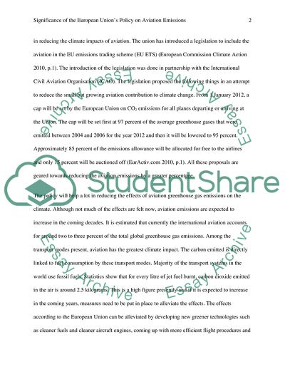 Significance of the European Unions Policy on Aviation Emissions
