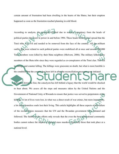 The Rwandan Genocide: the Most Atrocious War Crimes of History