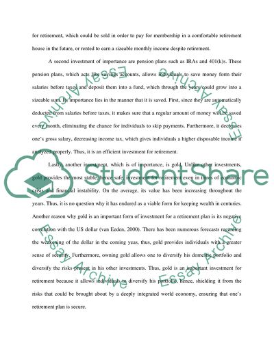 An Individuals Financial Security and Pension Plan