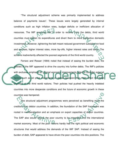 IMFs Stuctural Adjustment Programme