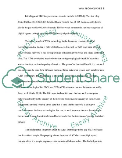 WAN Technologies Currently Used within the UK and European Markets