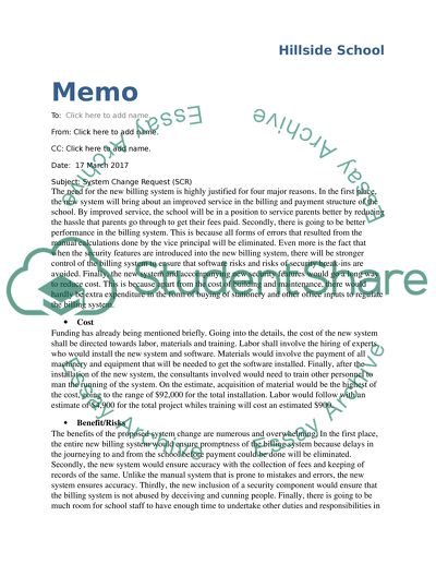 System Change Request Memo