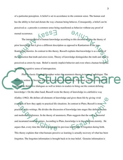 Comparative Analysis of Russells Theory of Knowledge and Platos Doctrine of Anamnesis
