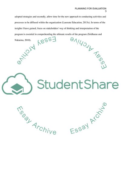 Planning for Evaluation