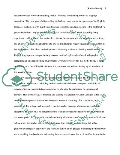 Assumptions on Teaching Methodology for English Second Language Students