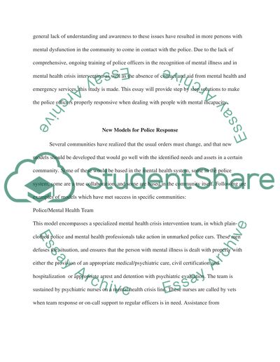 The Efficacy of Police Training When Dealing with Mentally Ill People