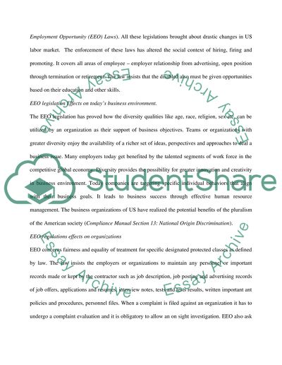 The Effects of Equal Employment oppertunity legislation