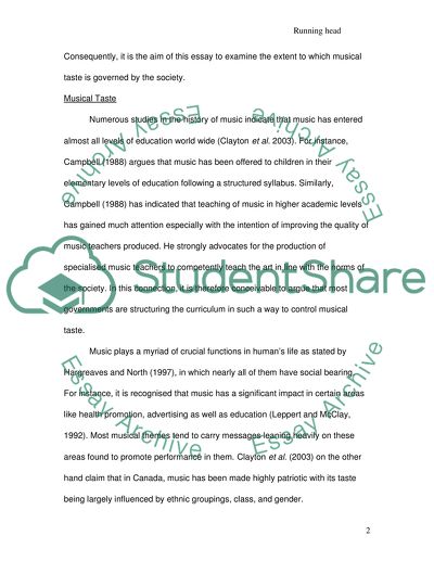 TO WHAT AN EXTEND IS MUSICAL TASTE GOVERNED BY THE SOCIETY