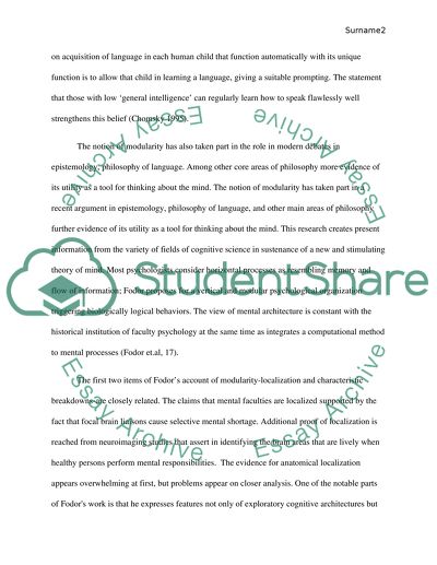 Modularity of Mind and Cognition